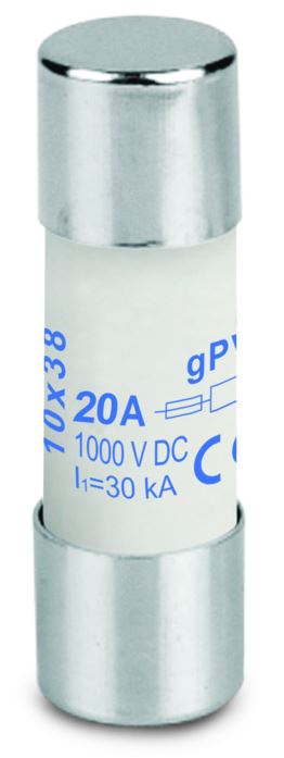 Fusible 10x38 20A 1000VDC gPV, 2 par String si plus de 2 String par MPP - Weidmuller 