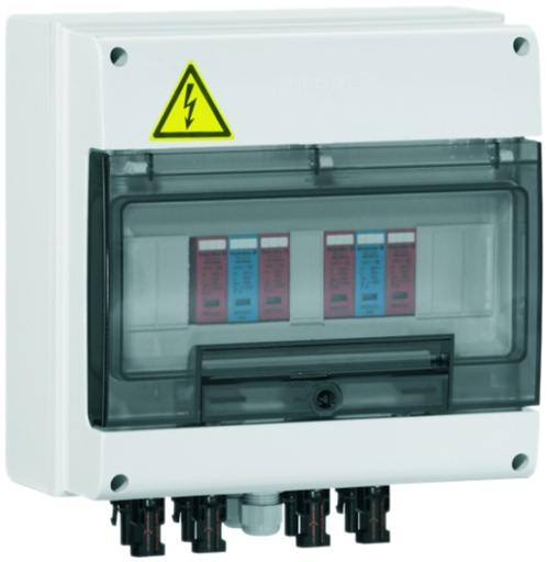 [04-01112] DC Überspannungsschutz 2MPPT - IN 1x2 / OUT 1x2 / Type II - Weidmüller PV DC ohne DC-Schalter, mit Rückmeldekontakt, IP65 