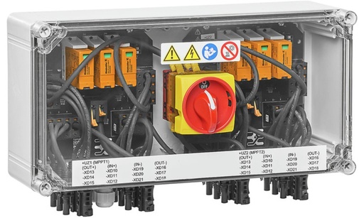 [04-2890360000] Coffret DC Weidmuller Next 1000 V, 2 MPPT, 3 entrées / 3 sorties par MPPT, Sans porte-fusible, Protection Surtension I et II, Interrupteur-sectionneur,  MC4